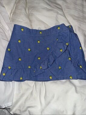 Janie and Jack Blue Ruffle Mini Skort with Yellow Lemon Embroidery